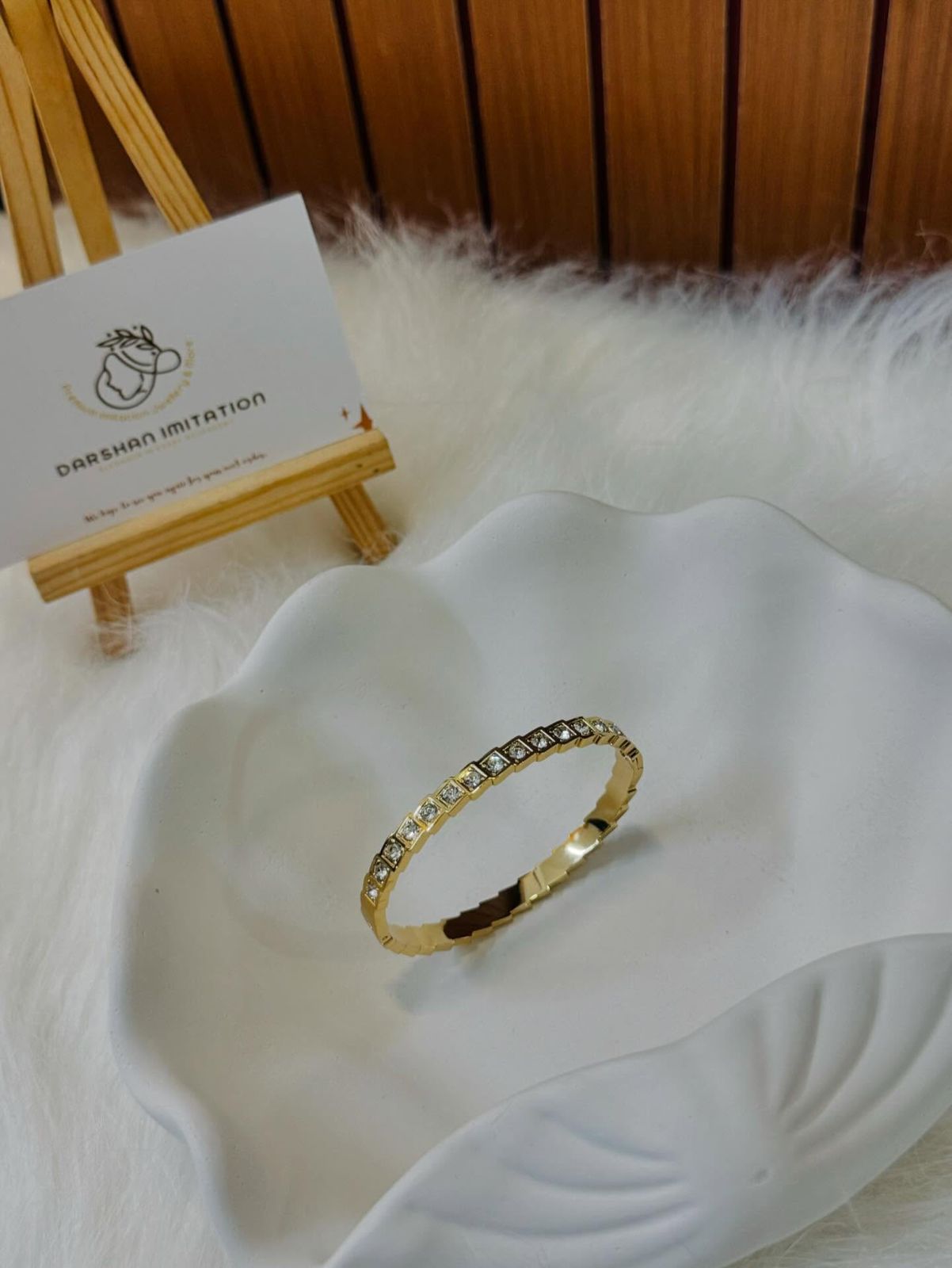 Baby Kada with Square Stone Detailing Baby Kada with Square Stone Detailing with Gold Finish - Image 1