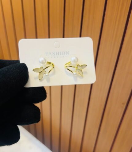 Butterfly Pearl Stud Earrings