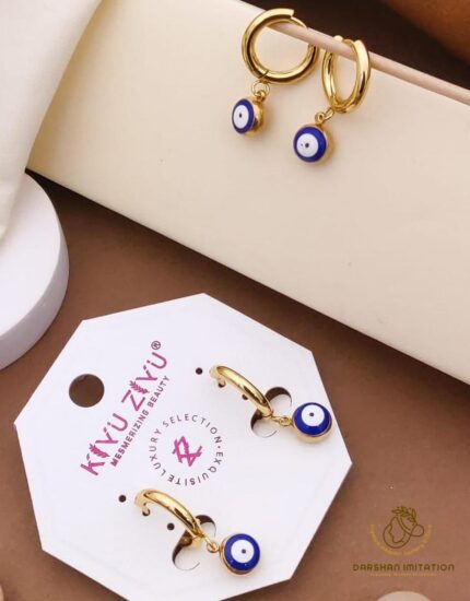 Gold-Plated Blue Stone Earrings