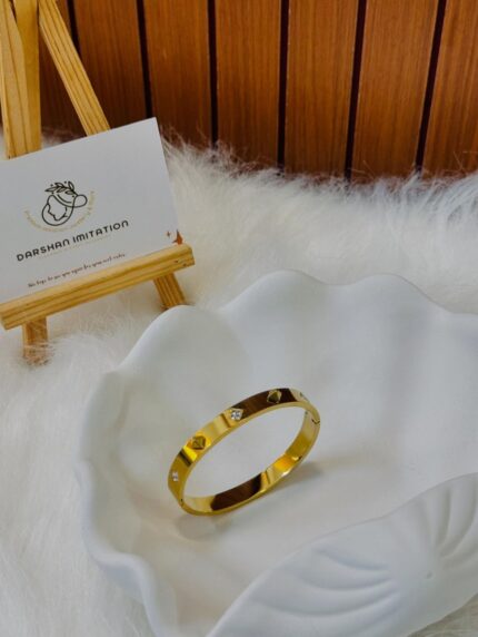 Studded Baby Kada with Diamond Accents – Gold-Plated