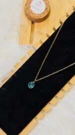 Blue Stone Gold-Plated Pendant Necklace