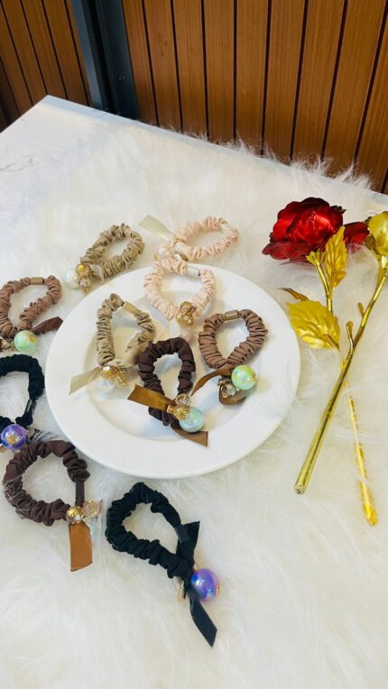 Scrunchie Bracelets with Bead Charm