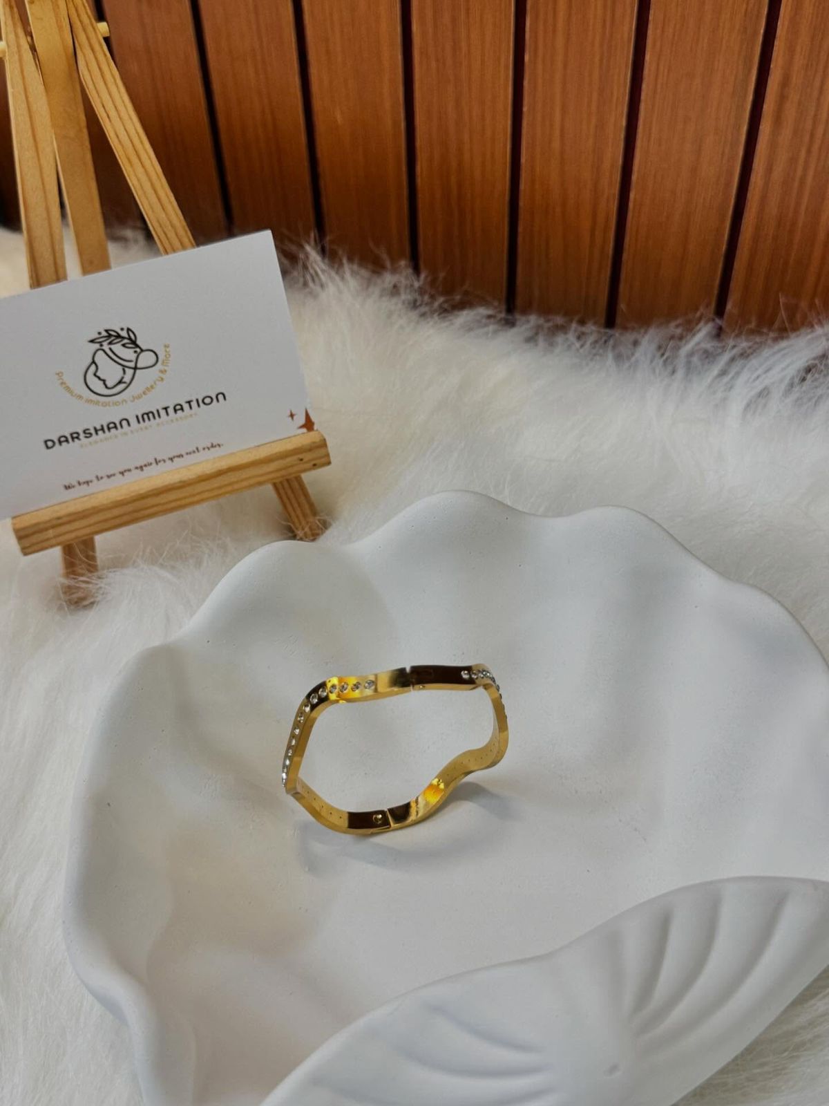 Wavy Square Baby Kada Wavy Square Baby Kada with Stone - Image 1